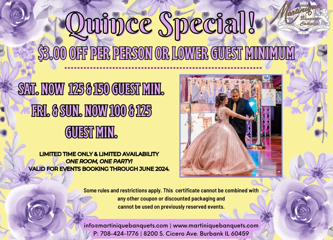 A flyer for a quinceau00e9e special.